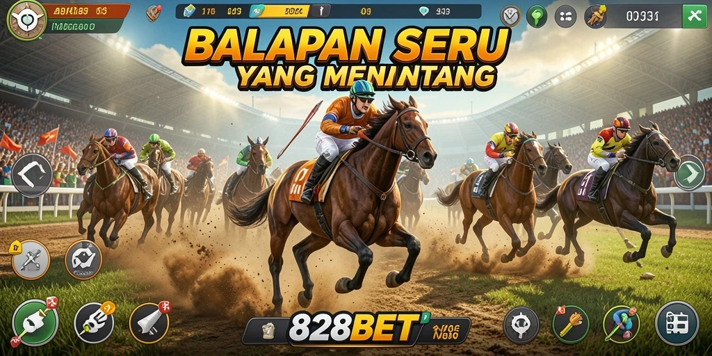 Screenshot gameplay 828BET menampilkan balapan yang penuh aksi.