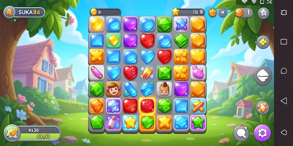 Screenshot menunjukkan aksi mencocokkan elemen dalam gameplay SUKA86.